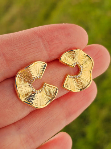 18k gold plated CZ minimalist earrings
