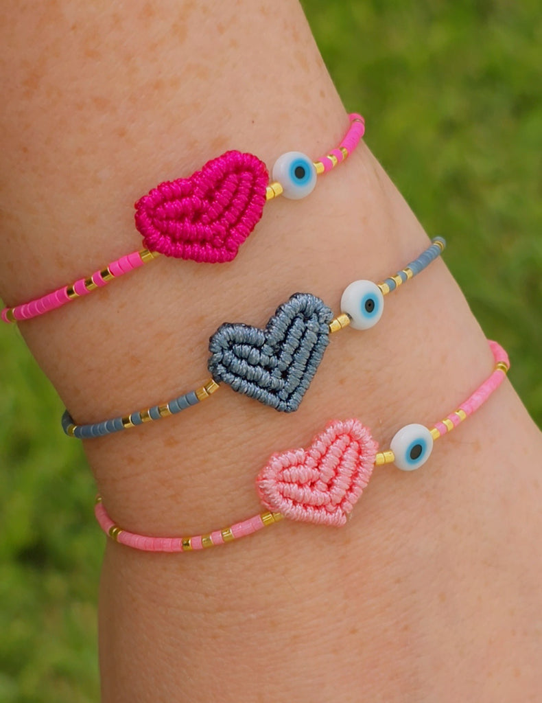 18k gold plated evil eye and heart bracelets