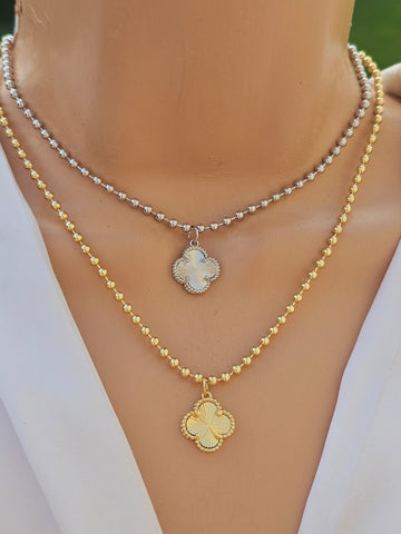 18k gold plated clover necklace