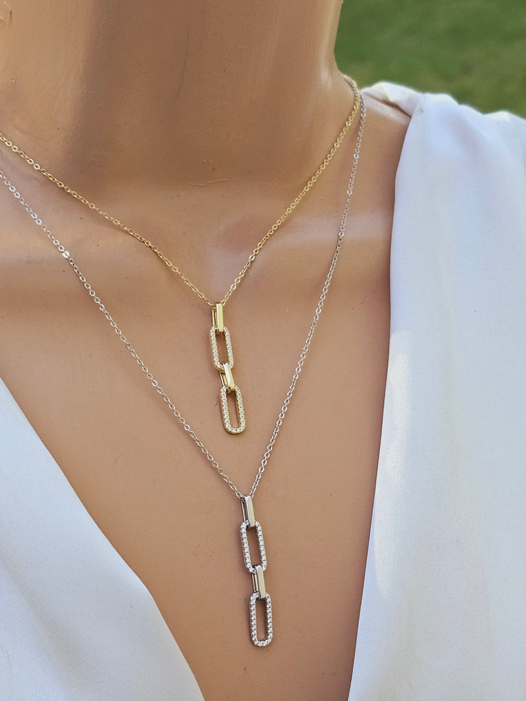 .925 Sterling silver paperclip necklaces