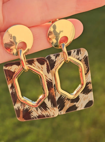 18k gold plated animal print earrings