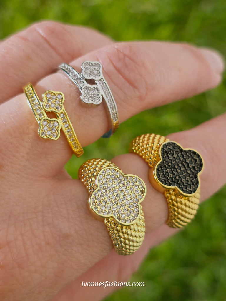 18k gold plated clover rings