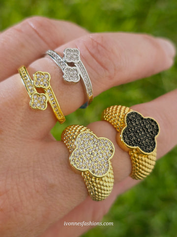 18k gold plated clover rings