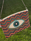 Fashion seed beaded clutch handbag