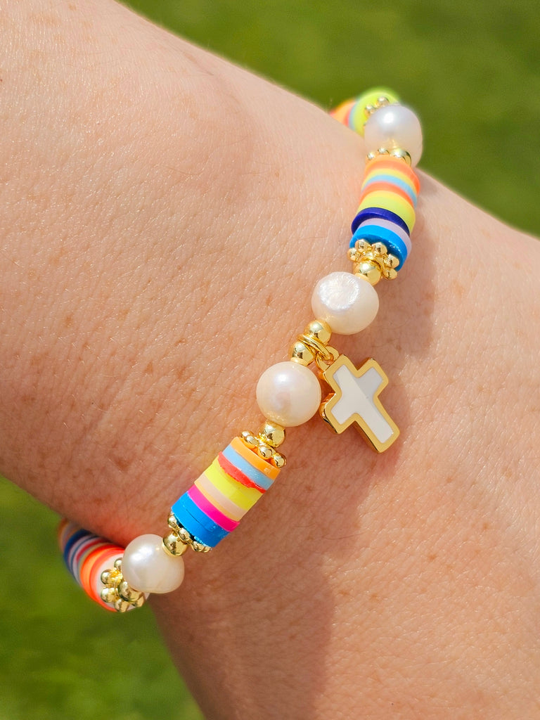 18k gold plated multicolor cross bracelets