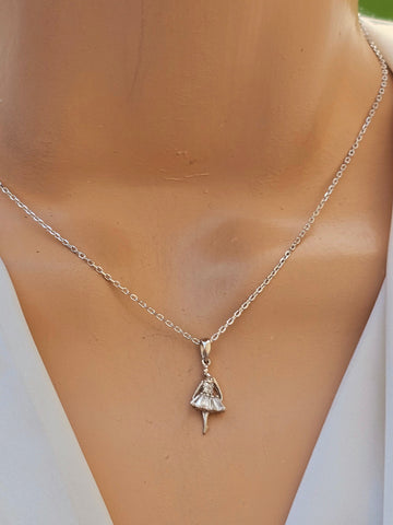 .925 Sterling silver ballerina necklace