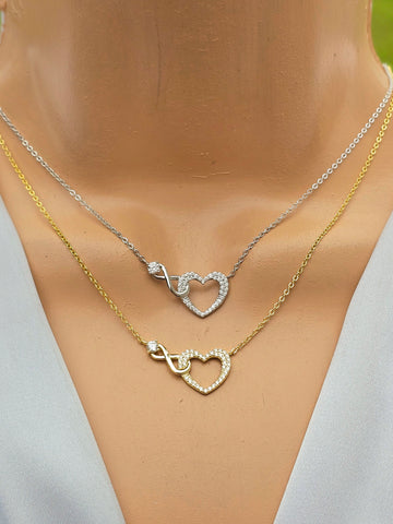 .925 Sterling silver CZ heart and infinity necklaces