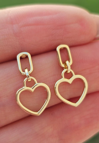 . 925 Sterling silver dangling heart earrings