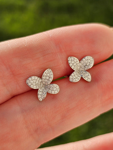 .925 sterling silver CZ flower earrings