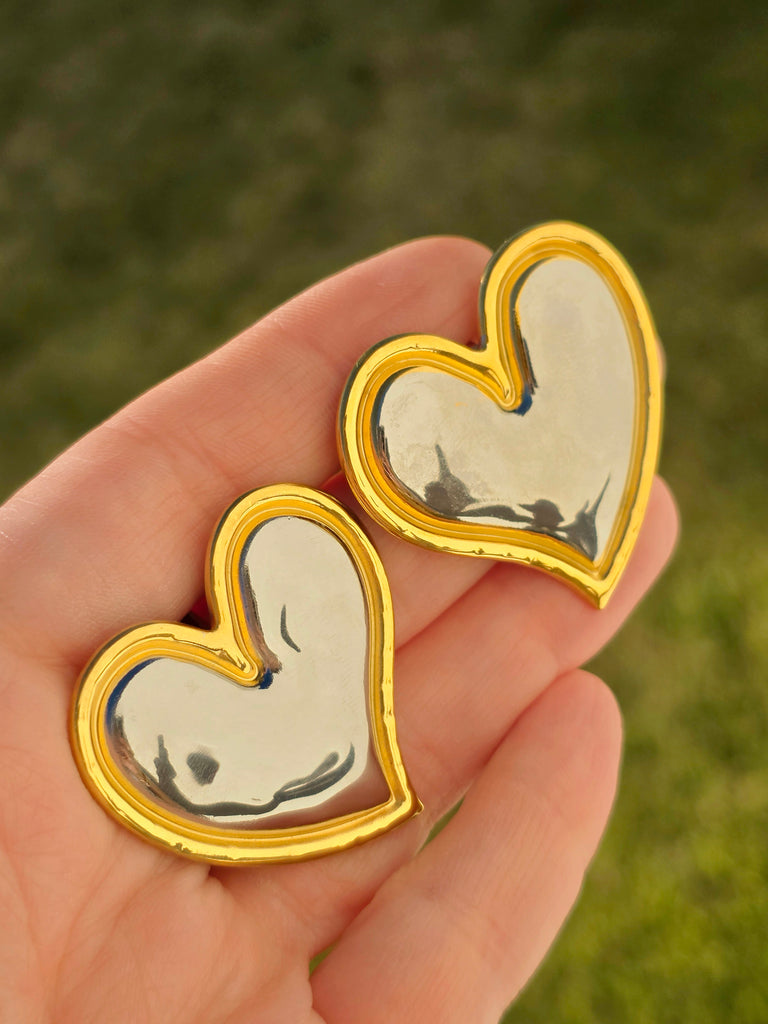 Stainless steel heart combination  earrings