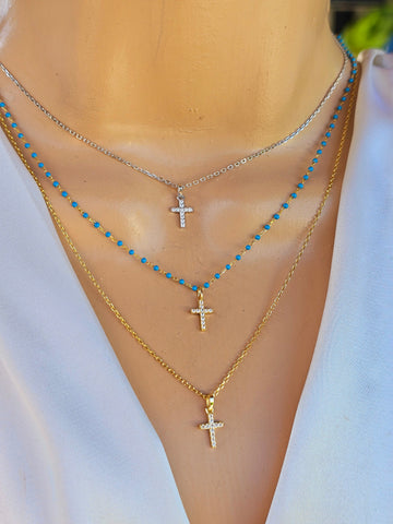 .925 Sterling silver CZ Cross necklaces