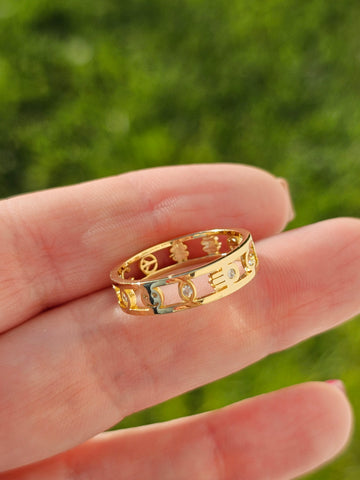 .925 sterling silver symbols rings