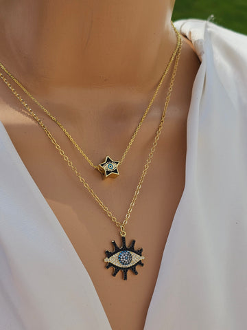18k gold plated evil eye necklaces