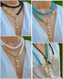 18k gold plated 36in long natural stones necklaces