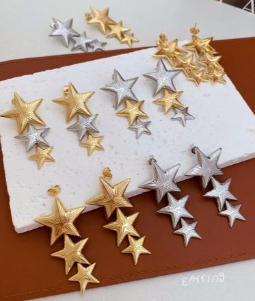 18k gold plated stars earrings
