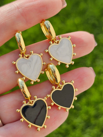 18k gold plated heart hoop earrings