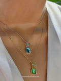 .925 Sterling silver green and blue stone necklace