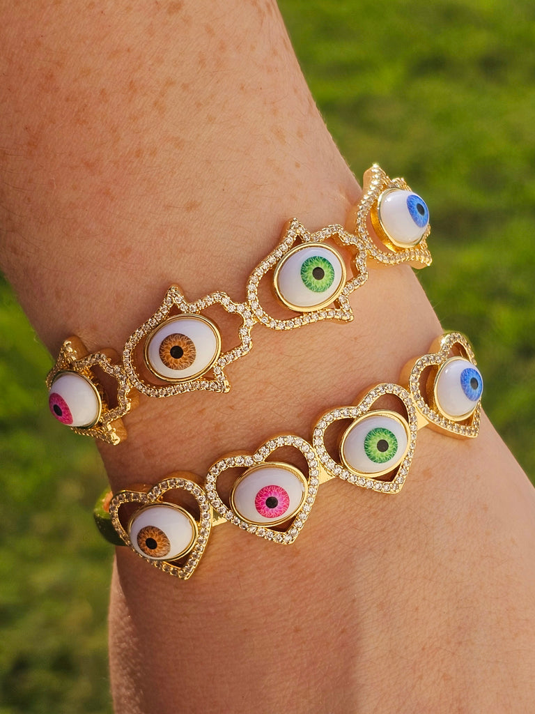 18k gold plated multicolor evil eye bracelets