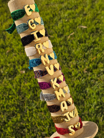 18k gold plated personalized elastic bracelet with heart charm ( add letter to complete look)
