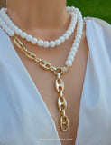 18k gold plated 36in long natural stones necklaces
