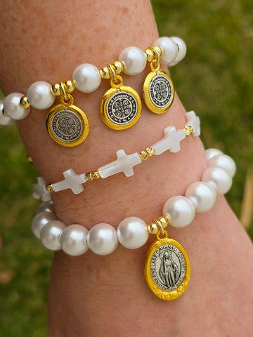 18k gold plated religious pearls bracelets