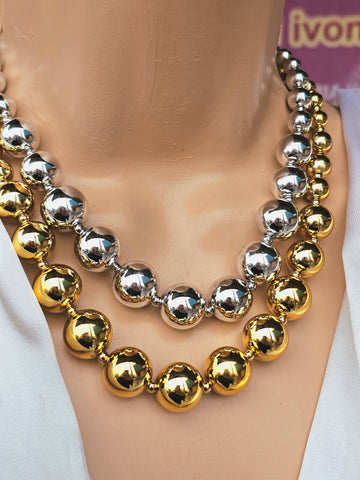 18k gold plated balls necklace