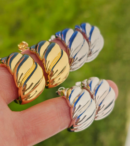 18k gold plated braided earrings