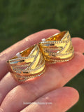18k gold plated crossover CZ ring