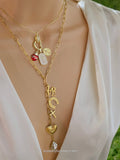 Stainless steel charms love, hearts and 18k gold plated cross necklaces