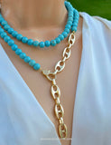 18k gold plated 36in long natural stones necklaces
