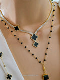 18k gold plated clover and square necklaces