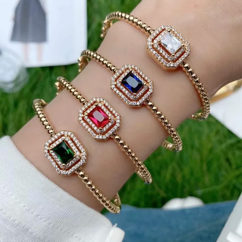 18k real gold plated big crystal bangle bracelets