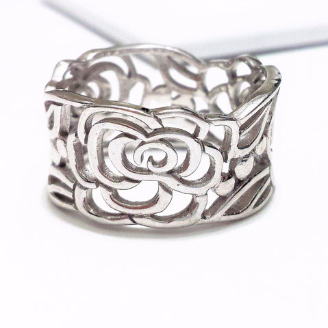 Sterling silver flowers ring