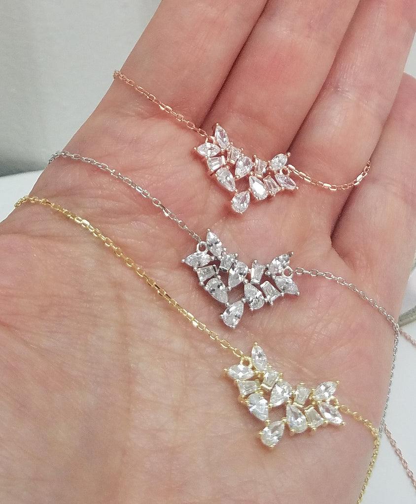 925 Sterling Silver and baguette CZ necklace