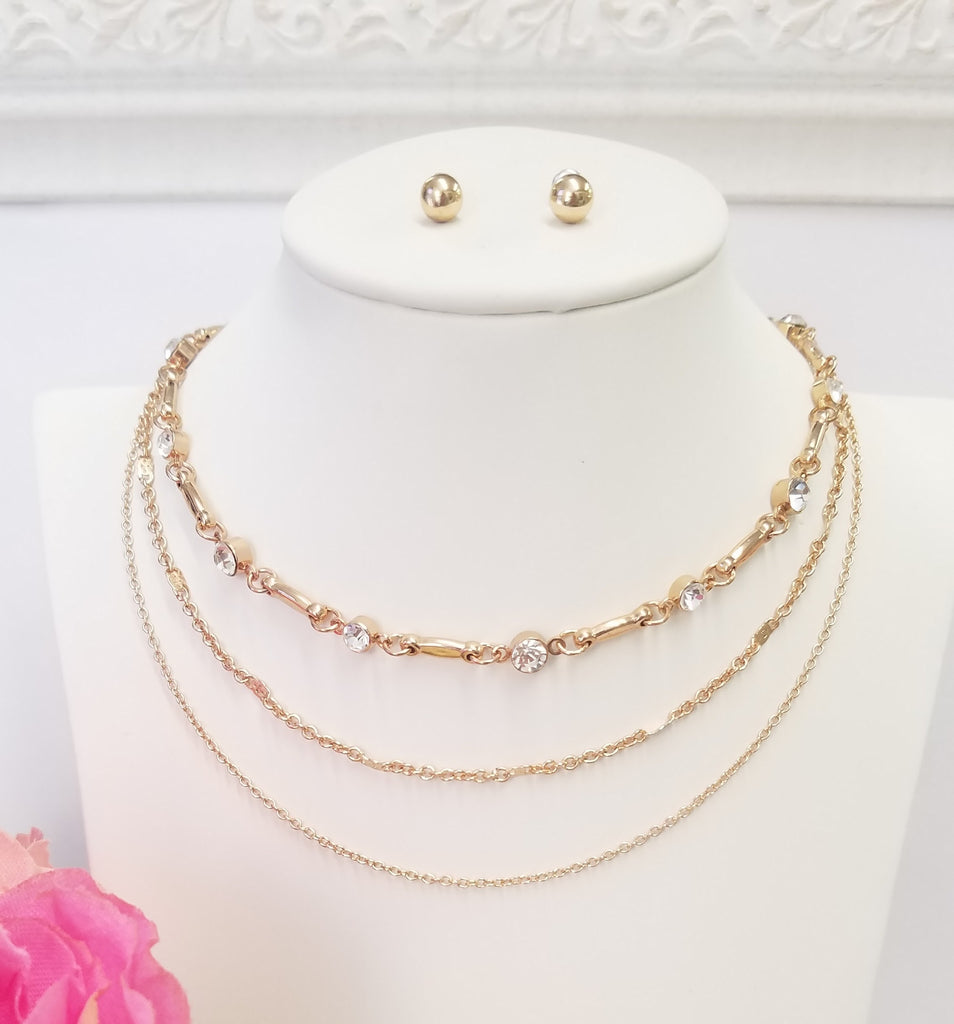 Fashion multi choker golden necklace set