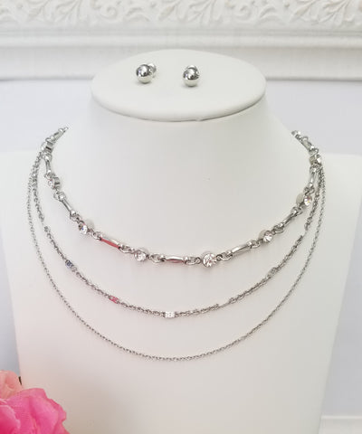Fashion multi choker silver necklace set