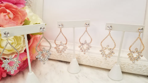 Fashion navette crown drop earrings