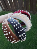 Fashion Velvet And Pearl Hair Band