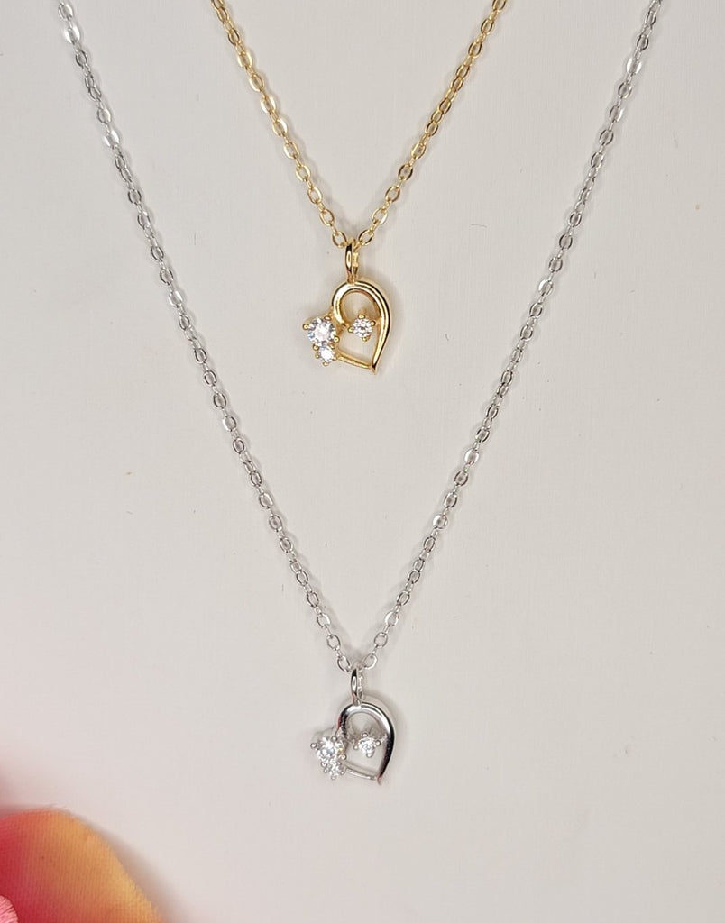 .925 Sterling silver and CZ heart necklace