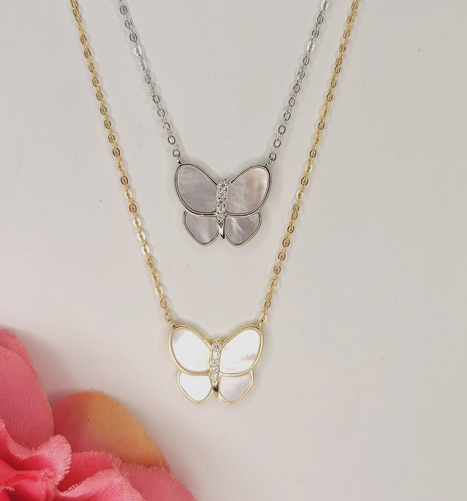 .925 Sterling silver seashell butterfly necklace