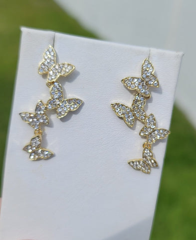 18k real gold plated and CZ butterfly earrings