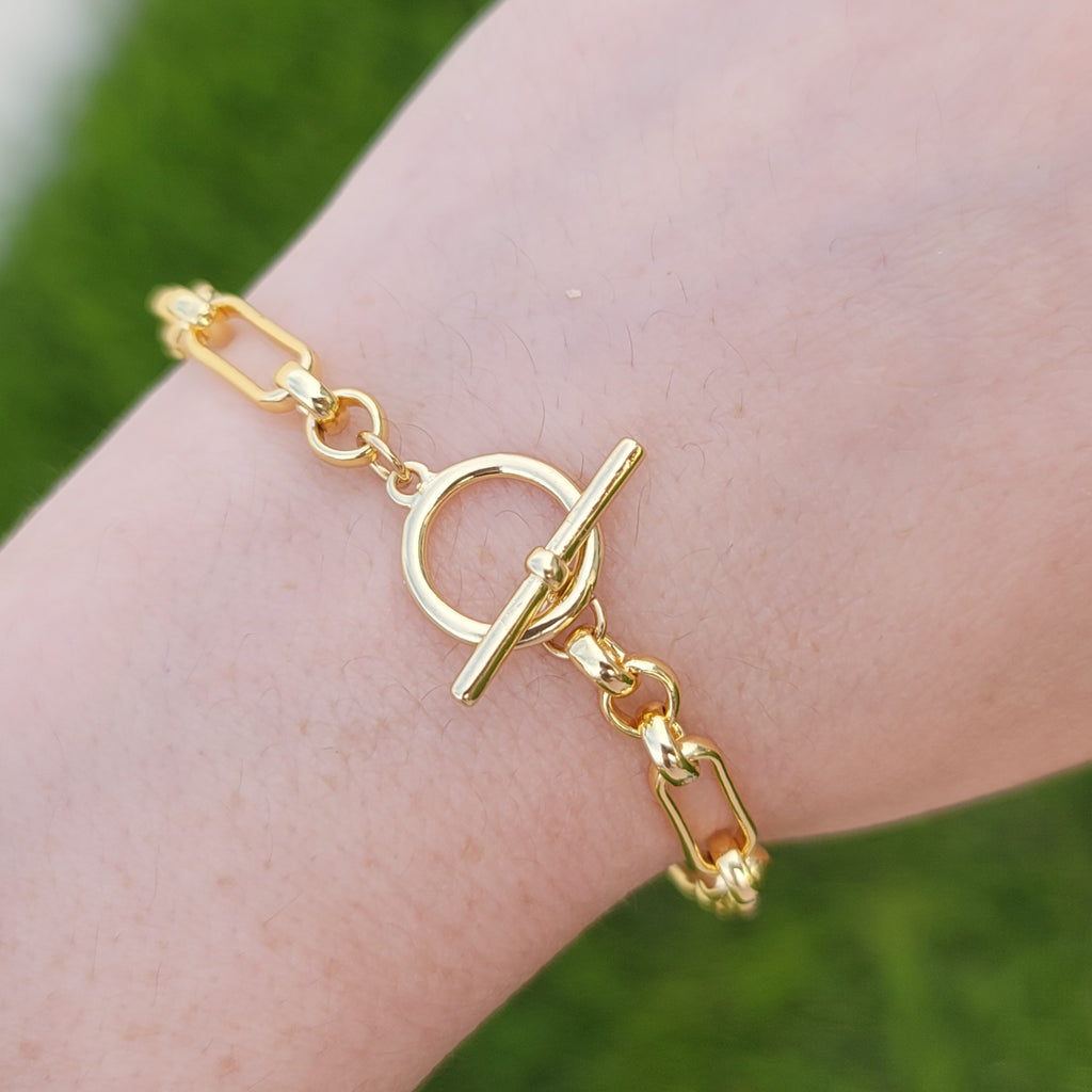 18k real gold plated minimalist chain bracelet