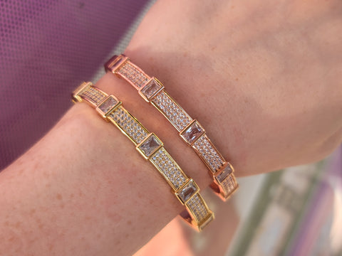 18k real gold plated and CZ bangle