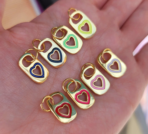 18k real gold plated and enamel heart clip pendant