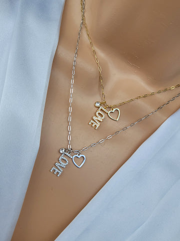 .925 Sterling Silver love heart necklace