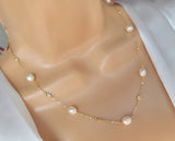 .925 Sterling silver CZ and Freshwater pearls necklace