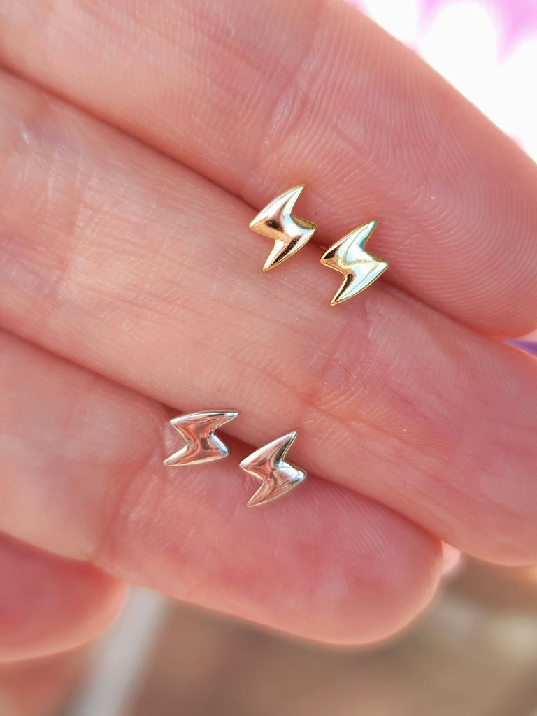 .925 Sterling silver lightning mini stud earrings