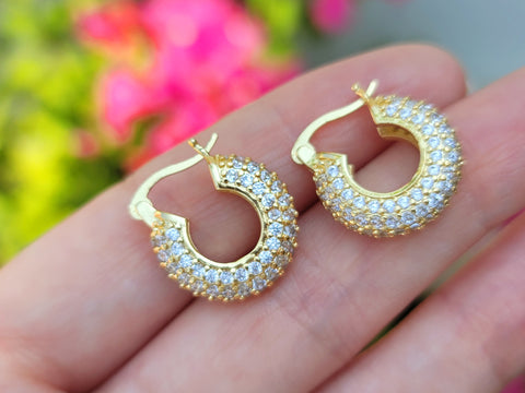18k gold plated and CZ hoop earrings