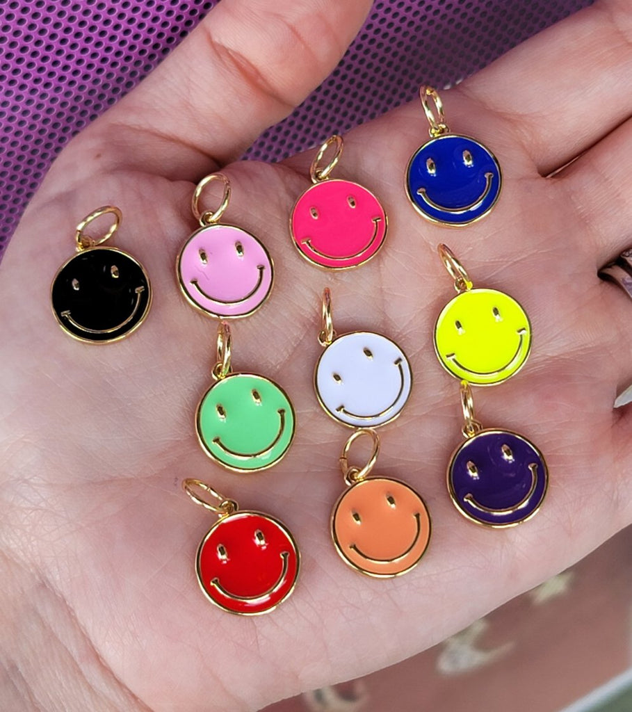 18k gold plated and color enamel happy face pendant