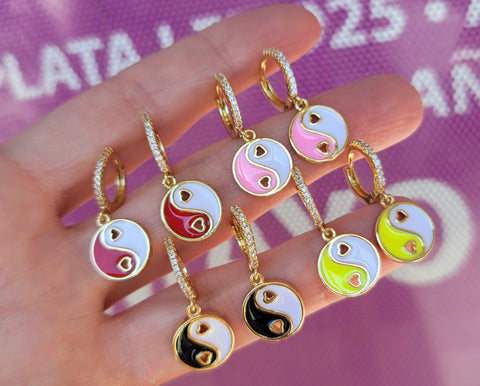 18k gold plated yingyang earrings